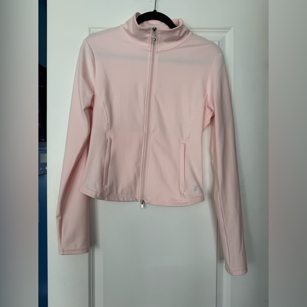 Playboy Zip Up Track Jacket Pjnk Sz XL girls teens rue 21 bunny Logo Y2K
